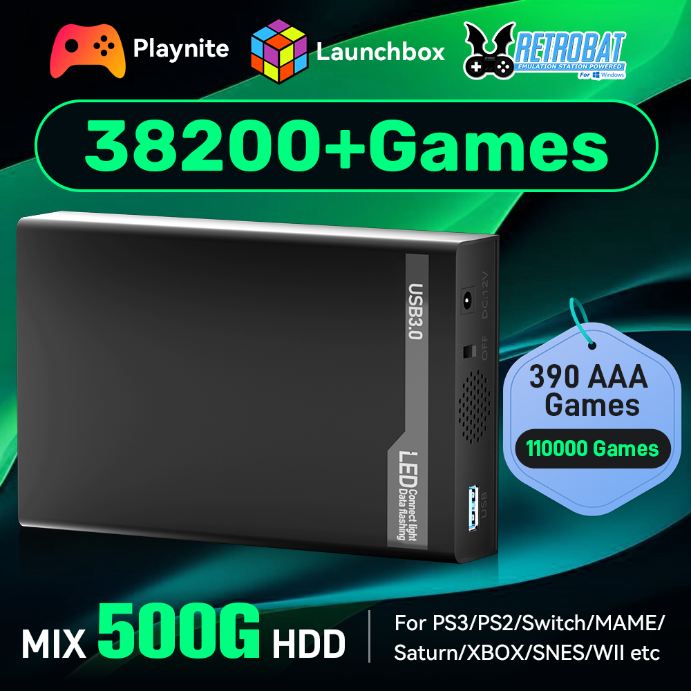 Retro Gaming Play Zone - JMachen 500GB Portable Gaming HDD Retrobat