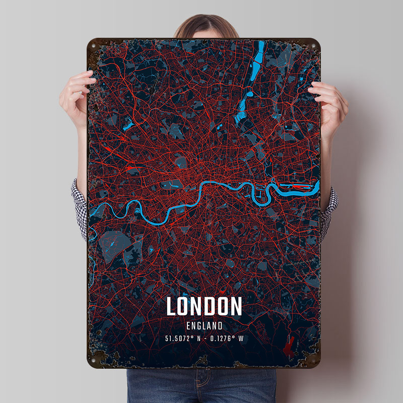 London City Map Metal Poster C - Retro Gaming In London review and price