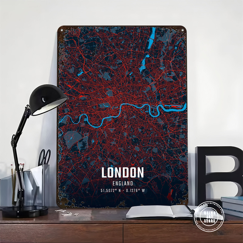 London City Map Metal Poster C - Retro Gaming In London review and price