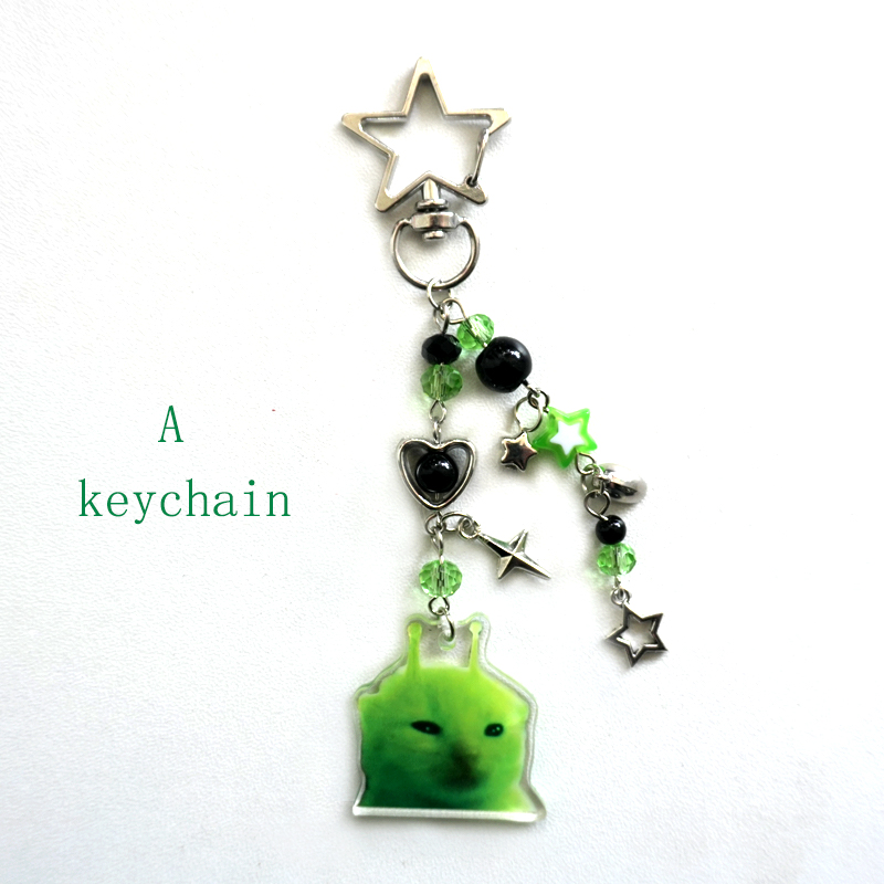 Alien Cat Keychain Y2K Green M - Retro Gaming Keychain review and price