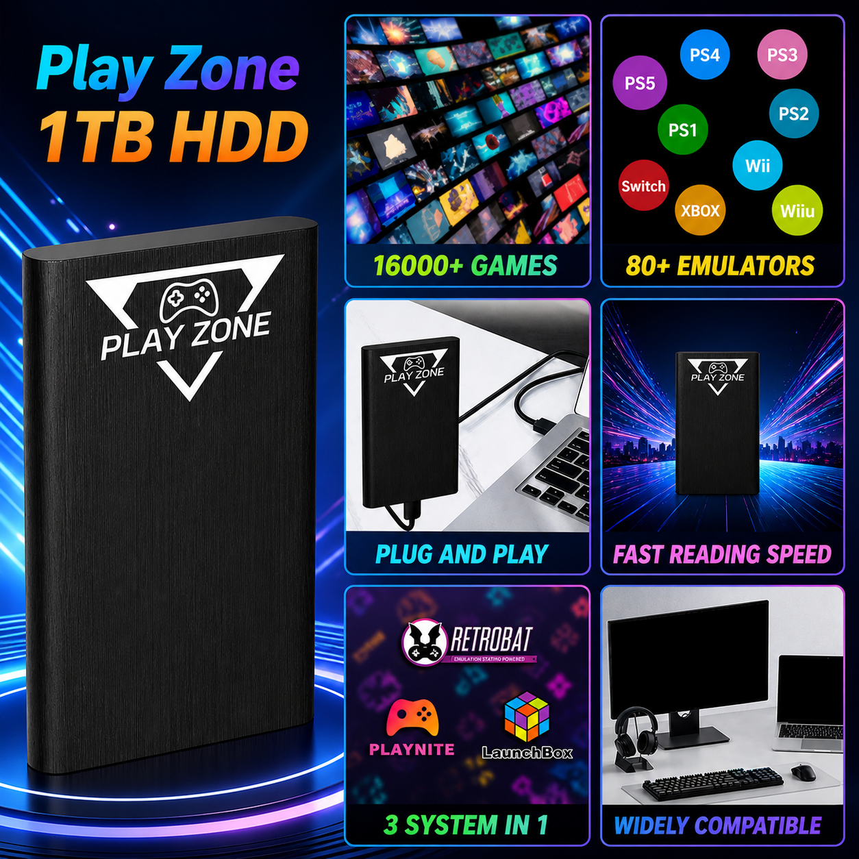 JMachen Play Zone 1TB HDD 3 Sy - Retro Gaming Hdd review and price