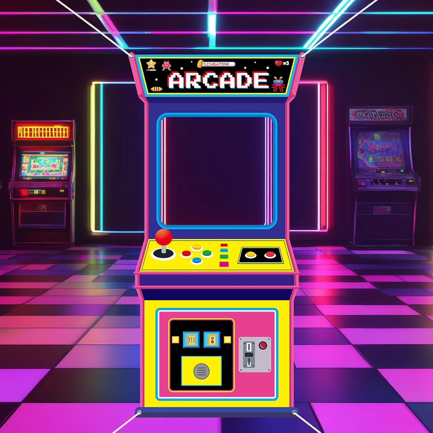 Fabric Arcade Game Photo Backg - Background Retro Gaming review and price