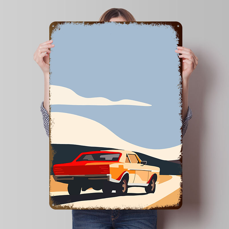 Vintage Car on Road Metal Post - Retro Gaming On review and price