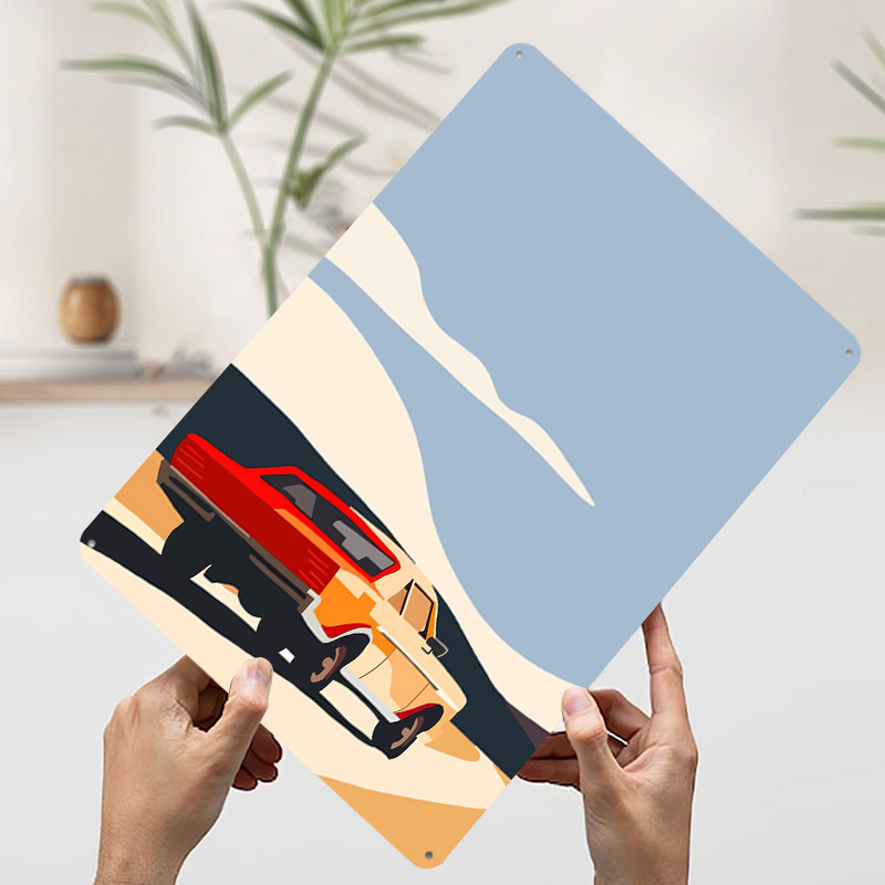 Vintage Car on Road Metal Post - Retro Gaming On review and price