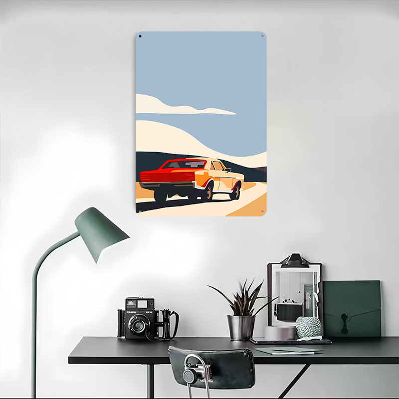 Vintage Car on Road Metal Post - Retro Gaming On review and price